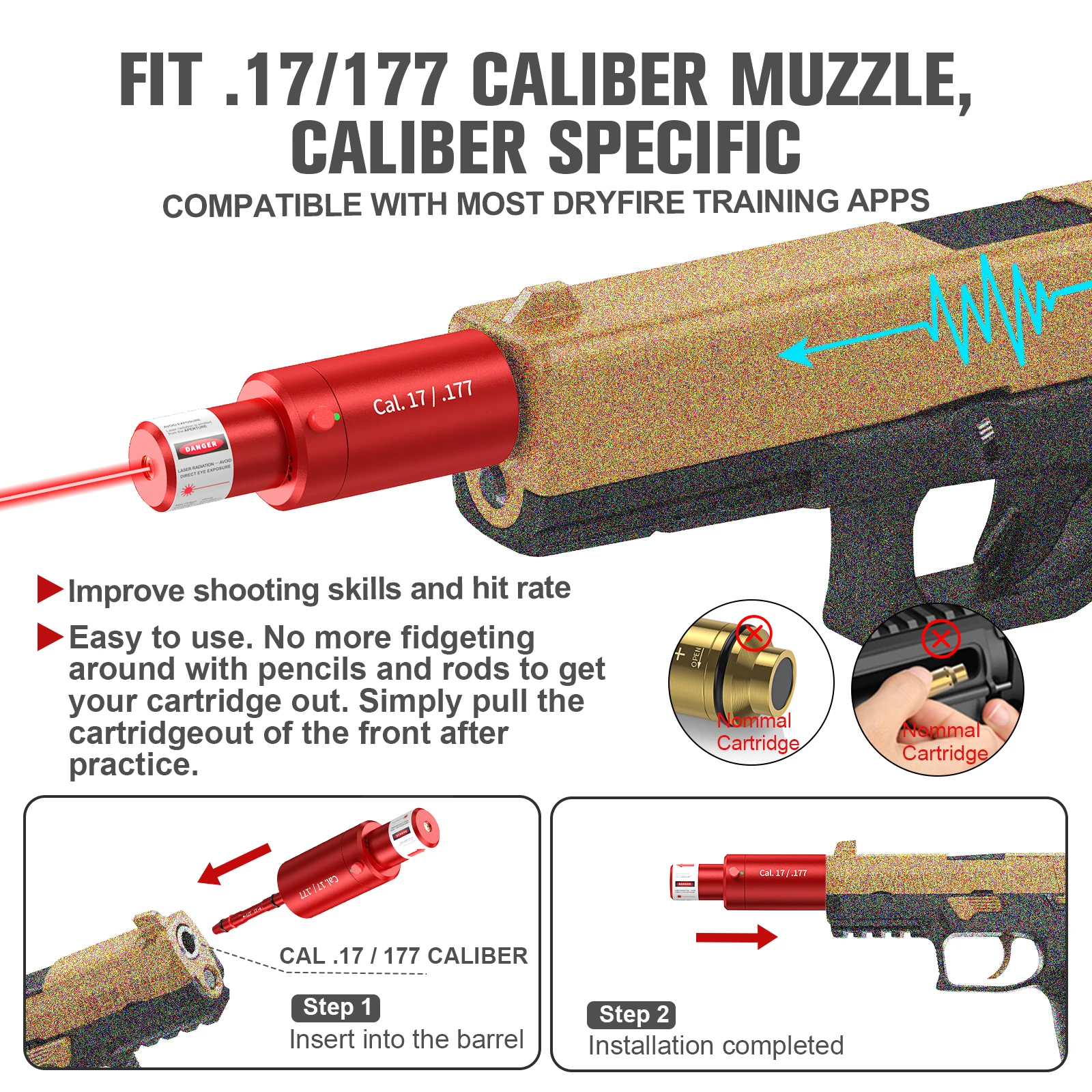 17.177 Dual purpose magnetic laser trainer dry powder laser training bullet