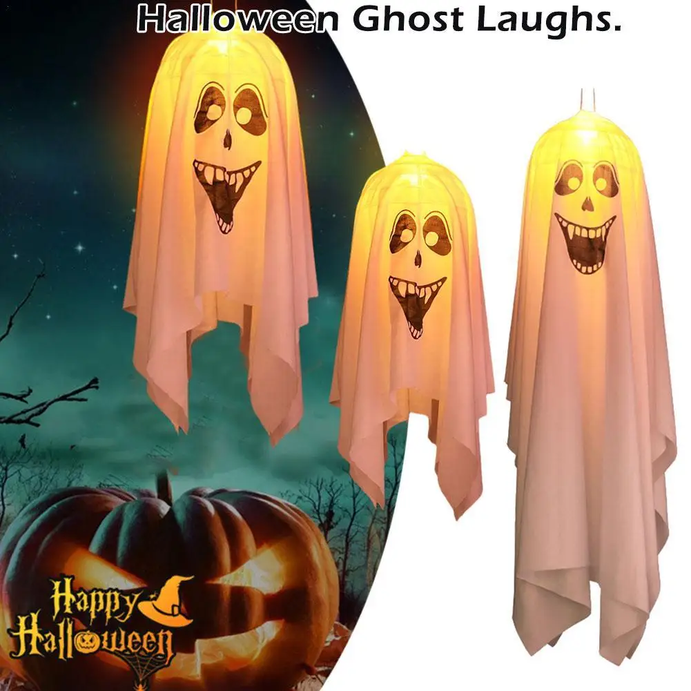 

Halloween Hanging Ghost Light Laughing Spectral Atmospheric Terror Ornament With LED Lamp Powered Flying Ghost Party Decoration