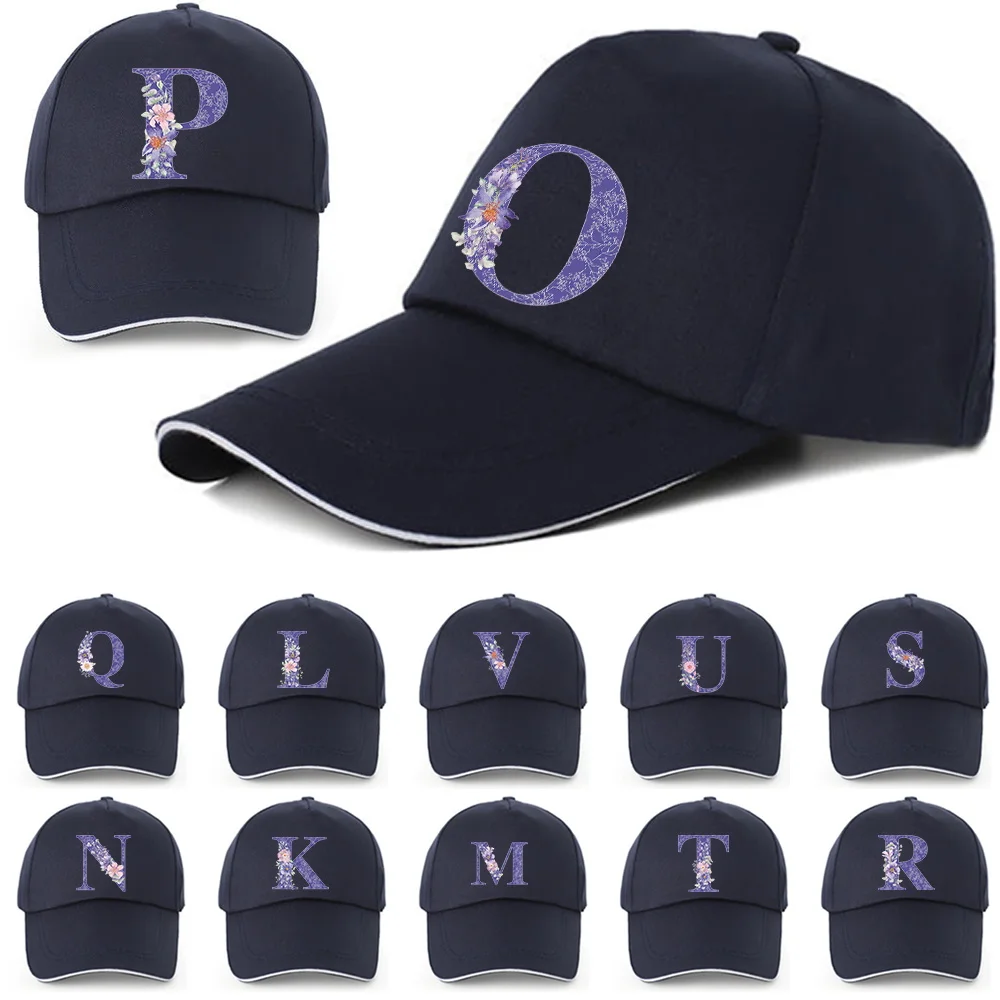 

Snapback Cap Casquette Hats Fitted Casual Dark Blue Dad Hats for Men Women Unisex Phrase Purple Flower Letter Gorras Hip Hop Cap