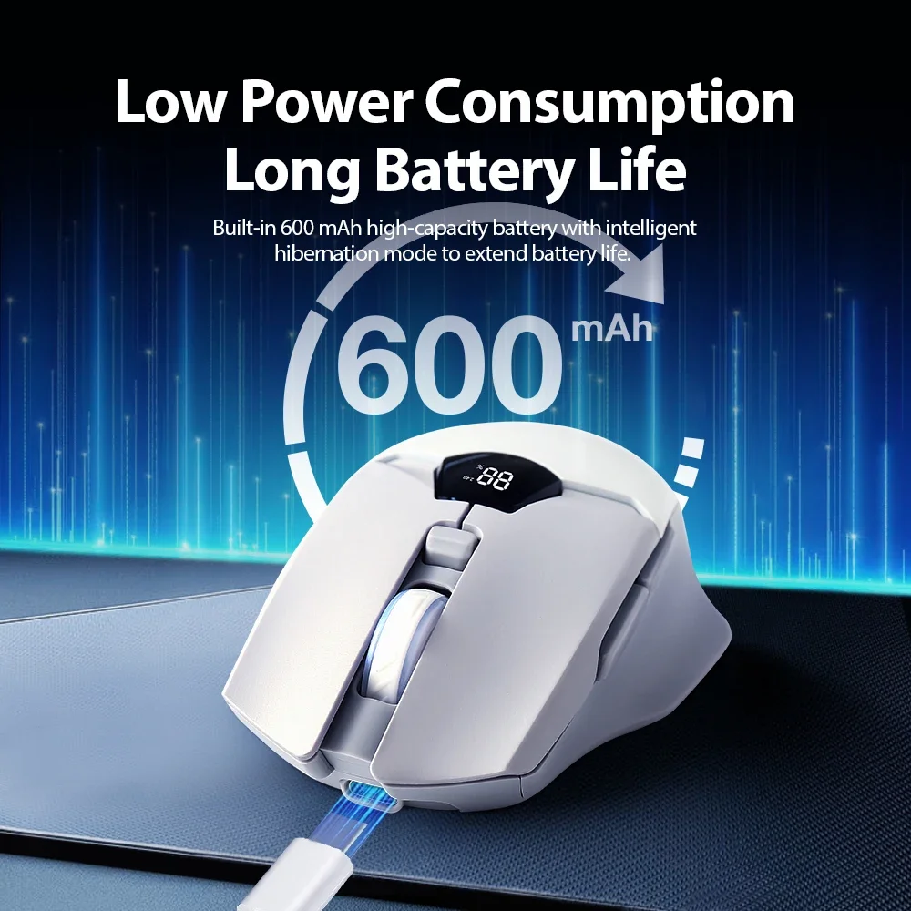 Ergonomic Wireless & Bluetooth Mouse with Adjustable DPI and Long-lasting Battery - Black & Grey White