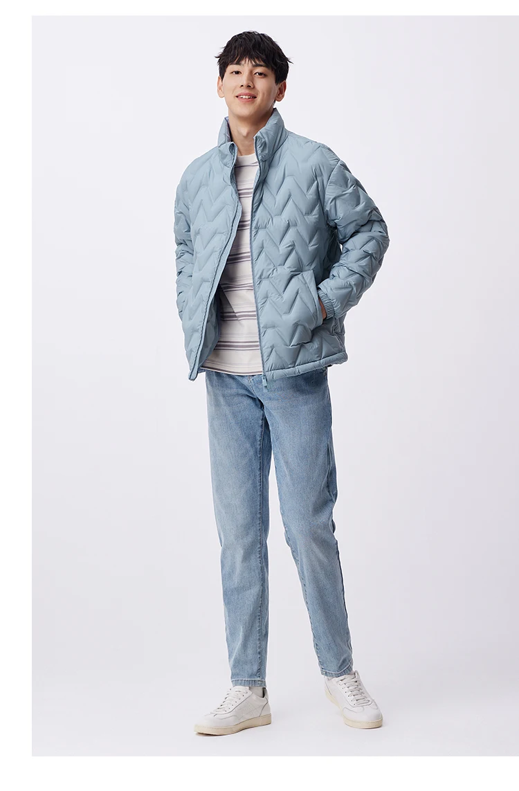Chaqueta de plumón para hombre, impermeable, cálida, de cuello, para uso diario, nueva, de invierno, versátil, de color sencillo.