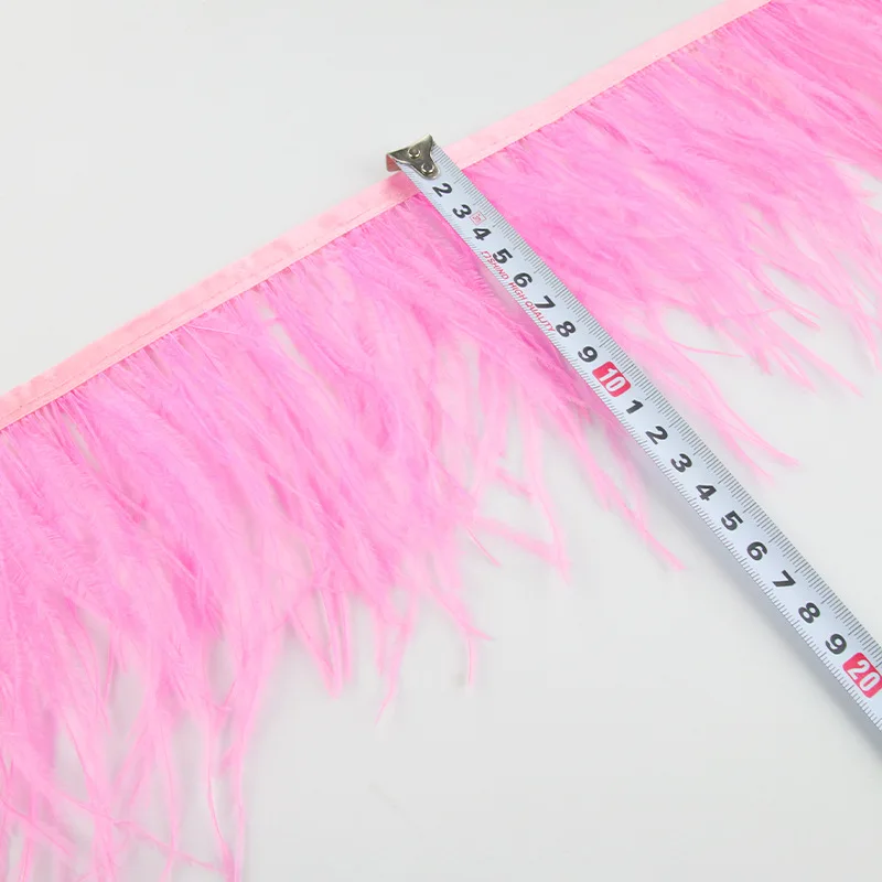 

10Meter 10-15CM Pink Dyed Ostrich Feather Trims Natural Ostrich Plumages Lace For Craft Ribbon Fringe For Skirt Party Clothing