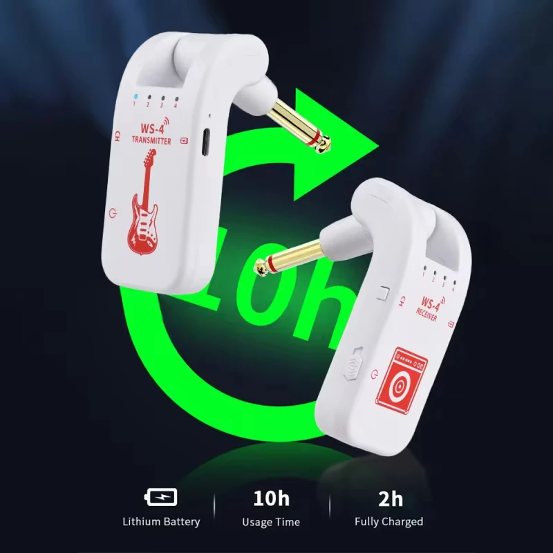 Wireless System for Guitar 2.4G Rechargeable Transmitter and Receiver Real Time Plug Play Transmission For Electric Bass wireless guitar transmitter