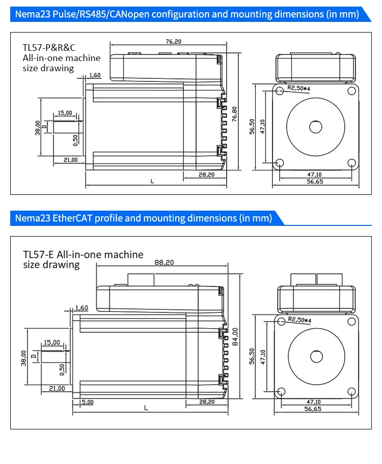 Description Picture 6 of itemLichuan 1N.m/2N.m/3N.m Integrated Stepping Motor 36V 4A 1000PPR 2Phase Nema23 Closed Loop Stepper Motors Driver for CNC&Robot
