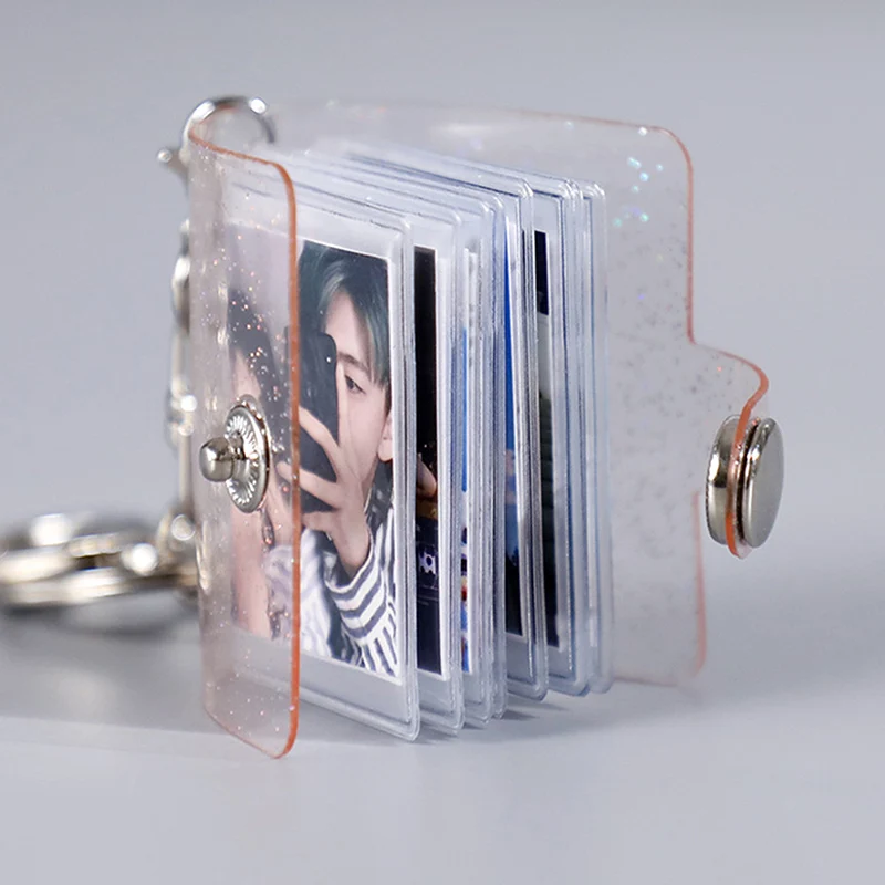16 Mini Photo Album Keychain Small Instant Picture Albums Pendant ID Photo Storage Interstitial Pocket Keyring Lover Memory Gift