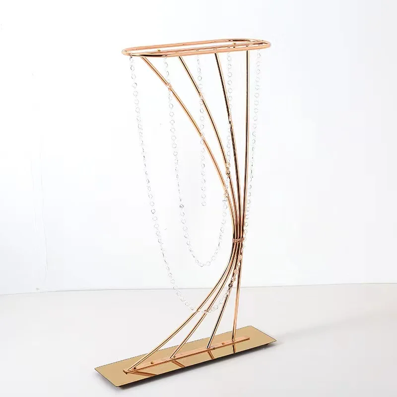 

【New】Wedding Metal Guide Wedding Table Top Center Decoration Geometric T Flower Shelf Table Decoration Flower Crystal Ornaments