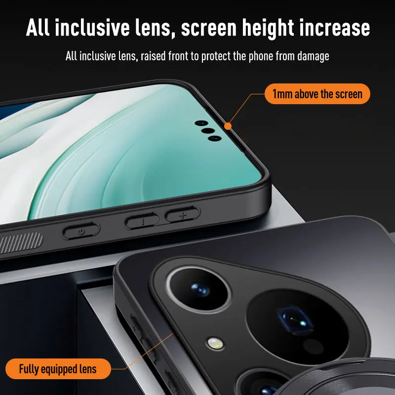 Magnetic Ring Stand Phone Case with Camera Lens Protector