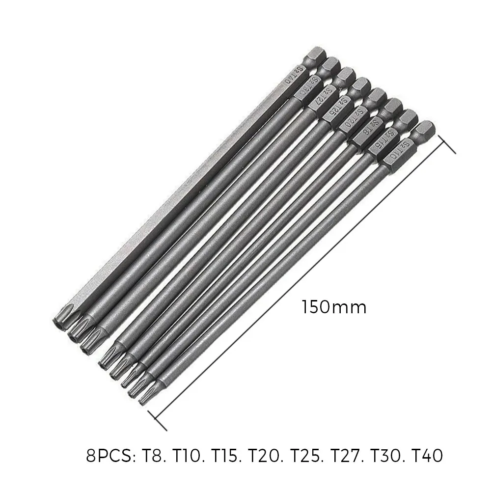 Binoax 50/75/100/150mm 변조 방지 보안 드릴 마그네틱 비트 세트 Torx 스크루 드라이버 플랫 헤드 1/4 육각 비트 드라이버