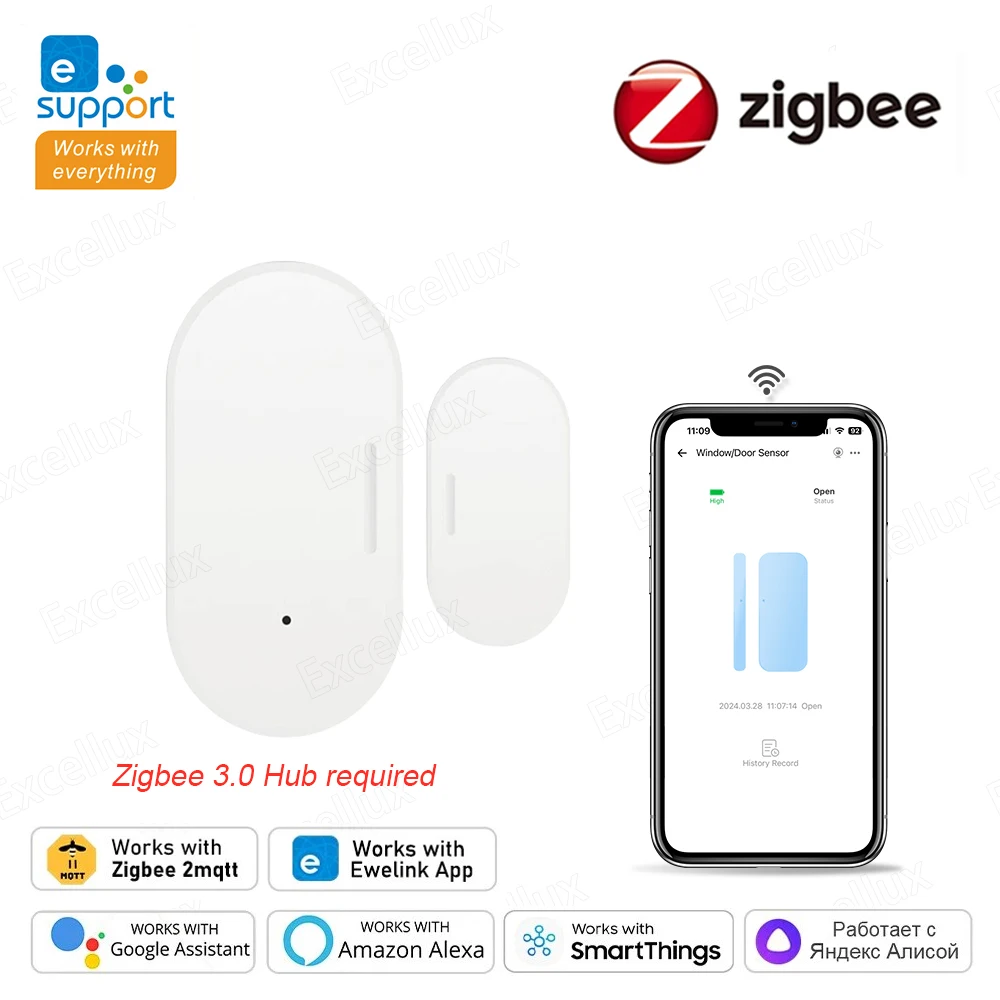 ZigBee 스마트 도어 센서 도어 개방형 폐쇄 감지기 스마트 홈 보안 보호 Alexa Google Home Z2MQTT를 통한 EWelink 제어