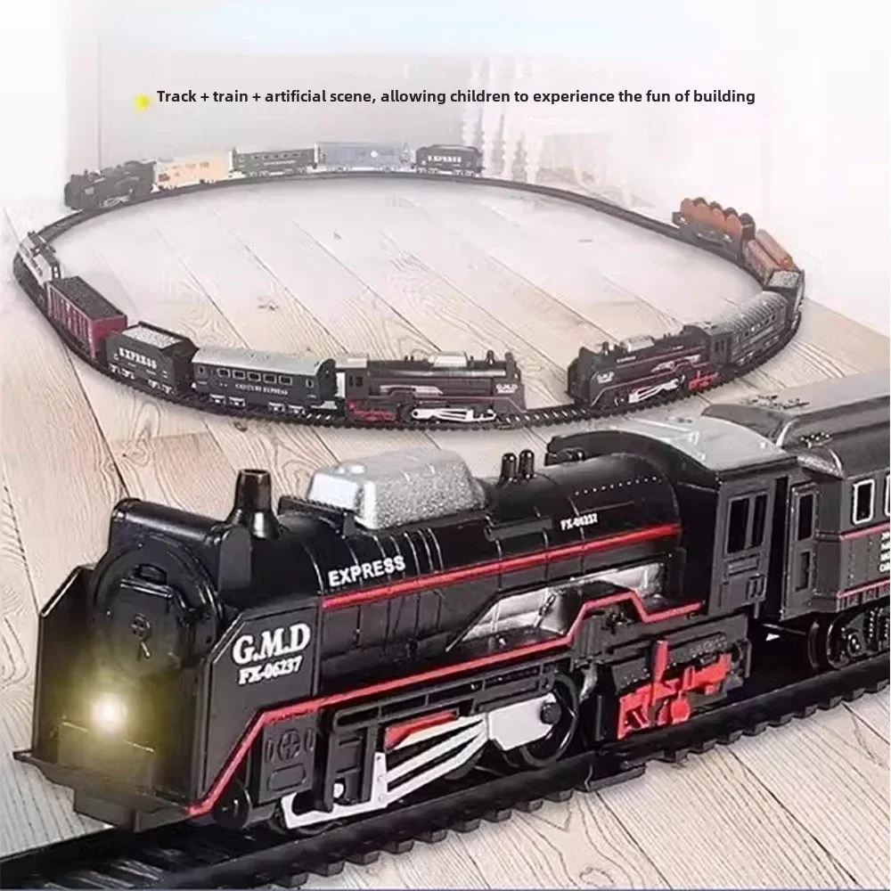 Electric Train Set For Kids - Battery Operated With Headlight & Realistic Sounds