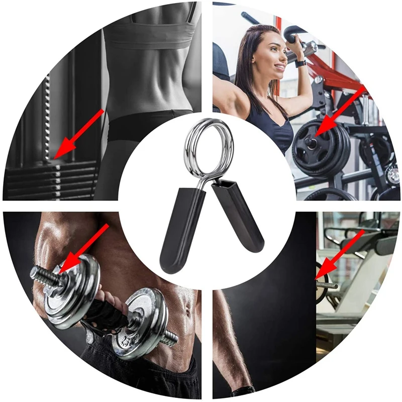 6 Pack 1 Inch (25 Mm) Barbell Clip Clamps-Dumbbell Spring Collars For Standard Weight Bar,Working Out,Strength Training