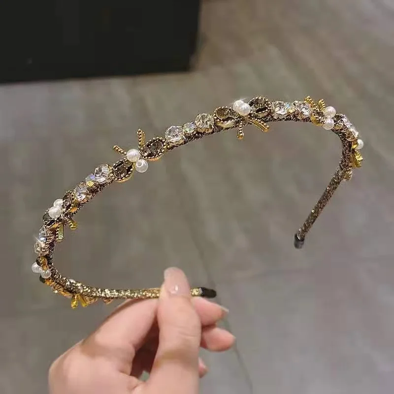 

Ins New Butterfly Gem Headbands For Women Girl Rhinestone Diamond Luxury Hair Accessories Geometric Thin Hairbands