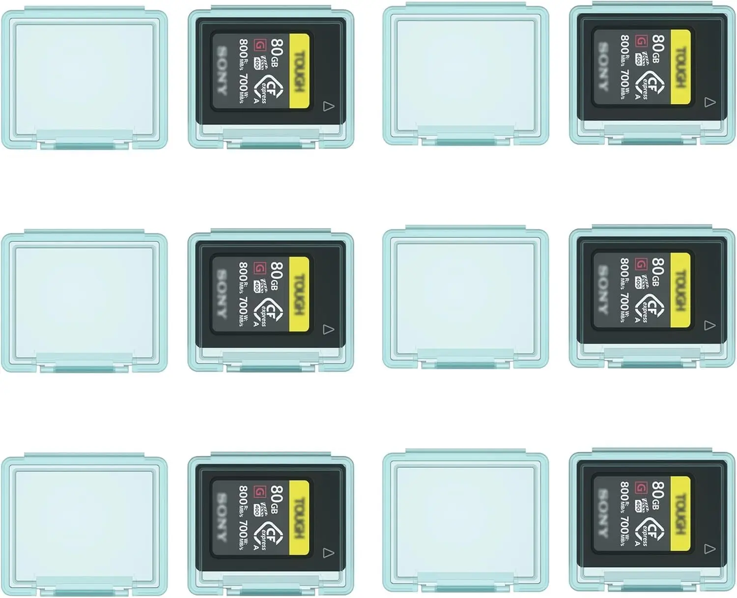 Memory Card Case Holder for 6 /12 PCS CFexpress Type-A Anti-Shock Clear Plastic Memory Card Organizer Carrying Case with Label