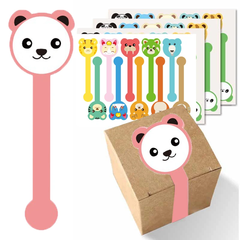 100/200pcs, Stickers/Pack Cute Cartoon Long Seal Stickers, Pudding Bottle Stickers, Baking Box Label Souffl&eacute; Labels