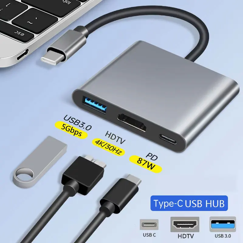 Multi-Functional USB-C Hub with 4K HDMI and 100W Power Delivery