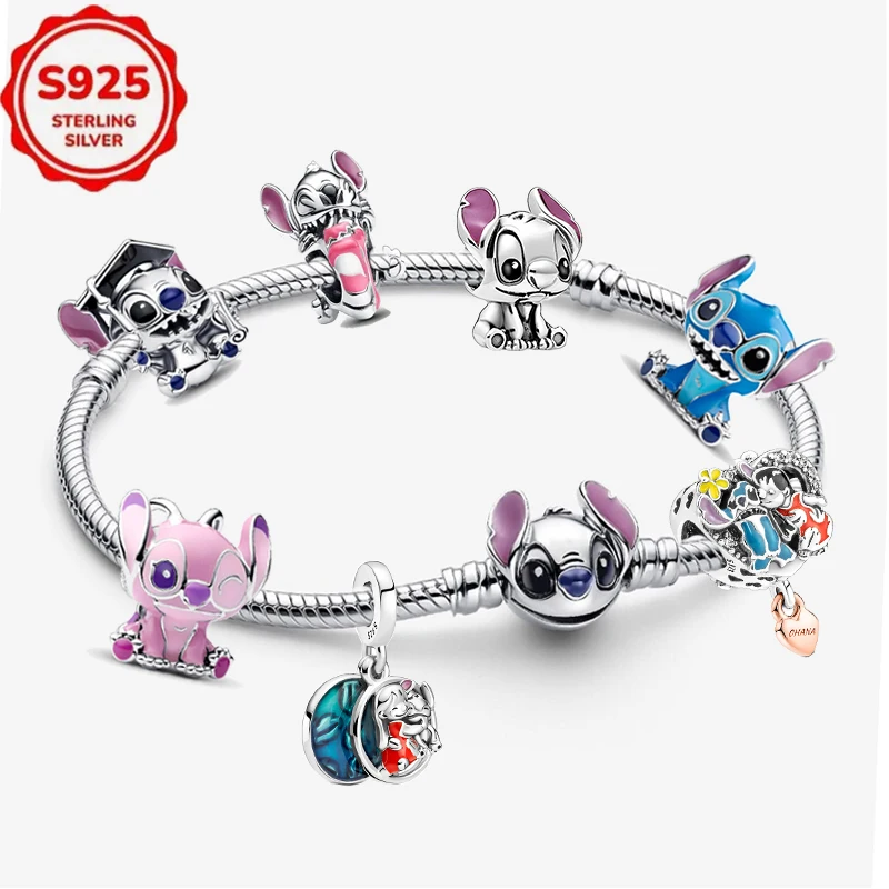 925 Sterling Silver Halloween Stitch Dumbo Princess Charms Bead Women Original 925 Bracelet DIY Jewelry Pendant Gift For DISNEYS