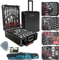 799pcs Aluminum Trolley Case Tool Set Silver, House Repair Kit Set, Household Hand Tool Set, with Tool Belt,Gift on Fat 1