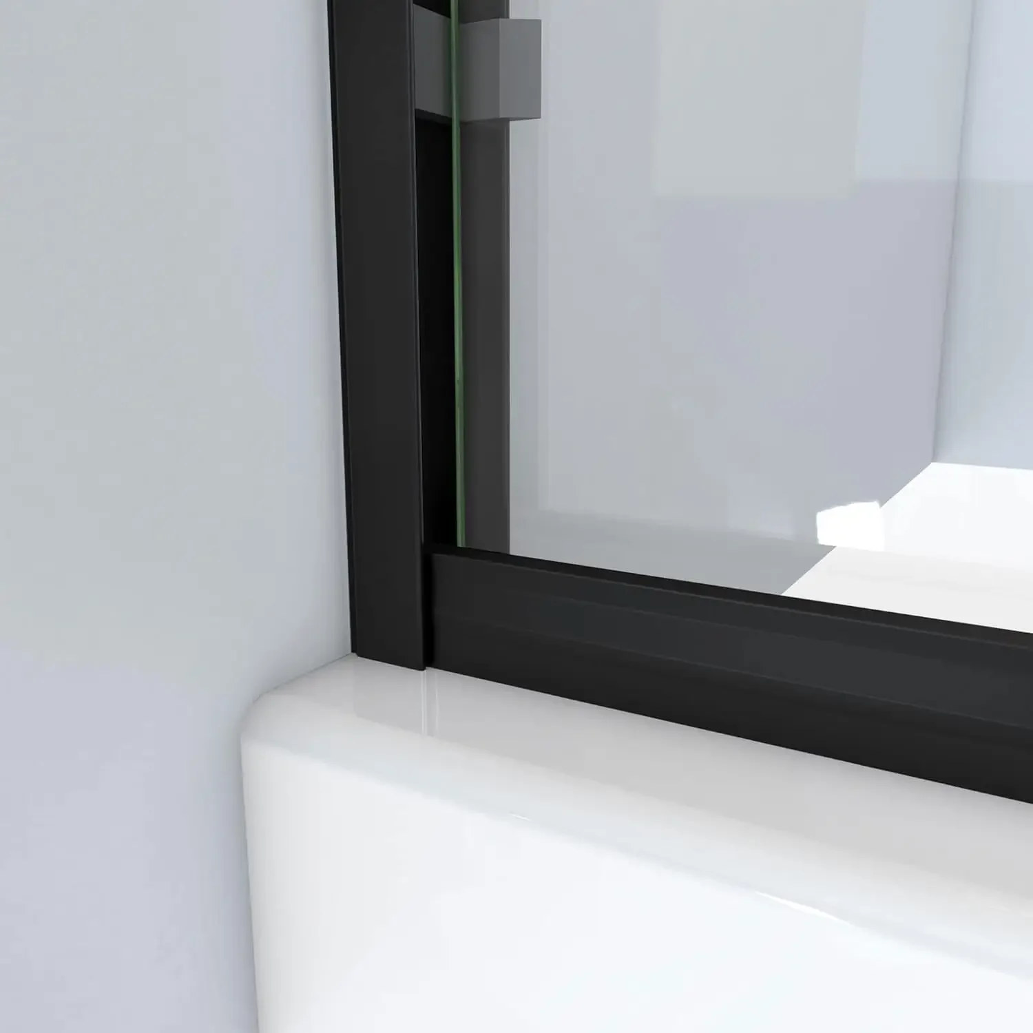 Alliance Pro BG 56-60 in. W x 70 3/8 in. H Semi-Frameless Sliding Shower Door in Matte Black and Clear Glass, glass shower door 5