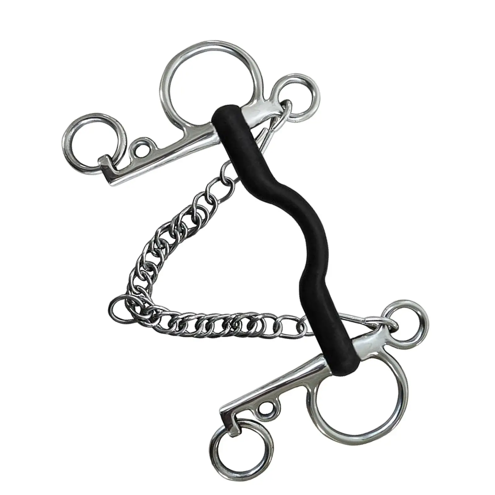 

Western Style Horse Bit with Curb Hooks Chain Mouth Stainless Steel Harness Cheek for Horse Chewing equestrian