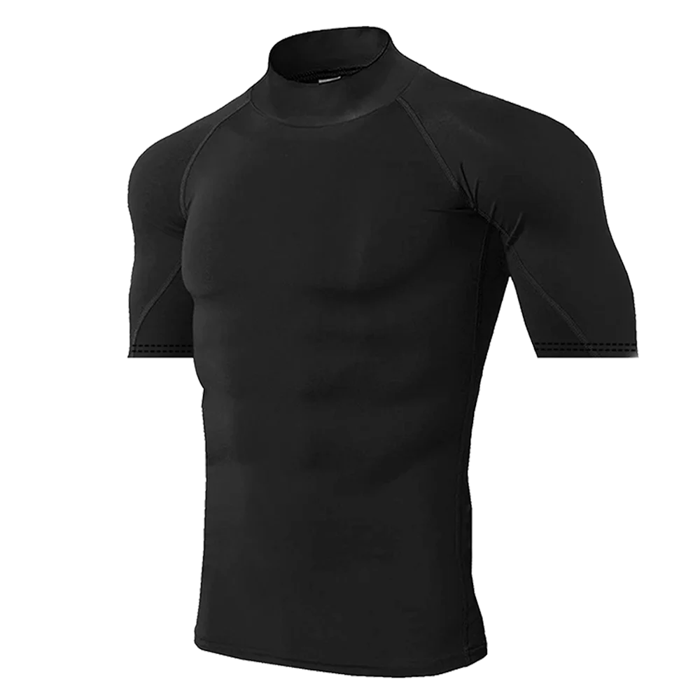 T-shirt Sportiva da Uomo a Maniche Corte, Asciugatura Rapida, per Bodybuilding e Corsa, Top a Compressione, Maglietta da Palestra, Rashguard Aderente per Fitness - immagine 4