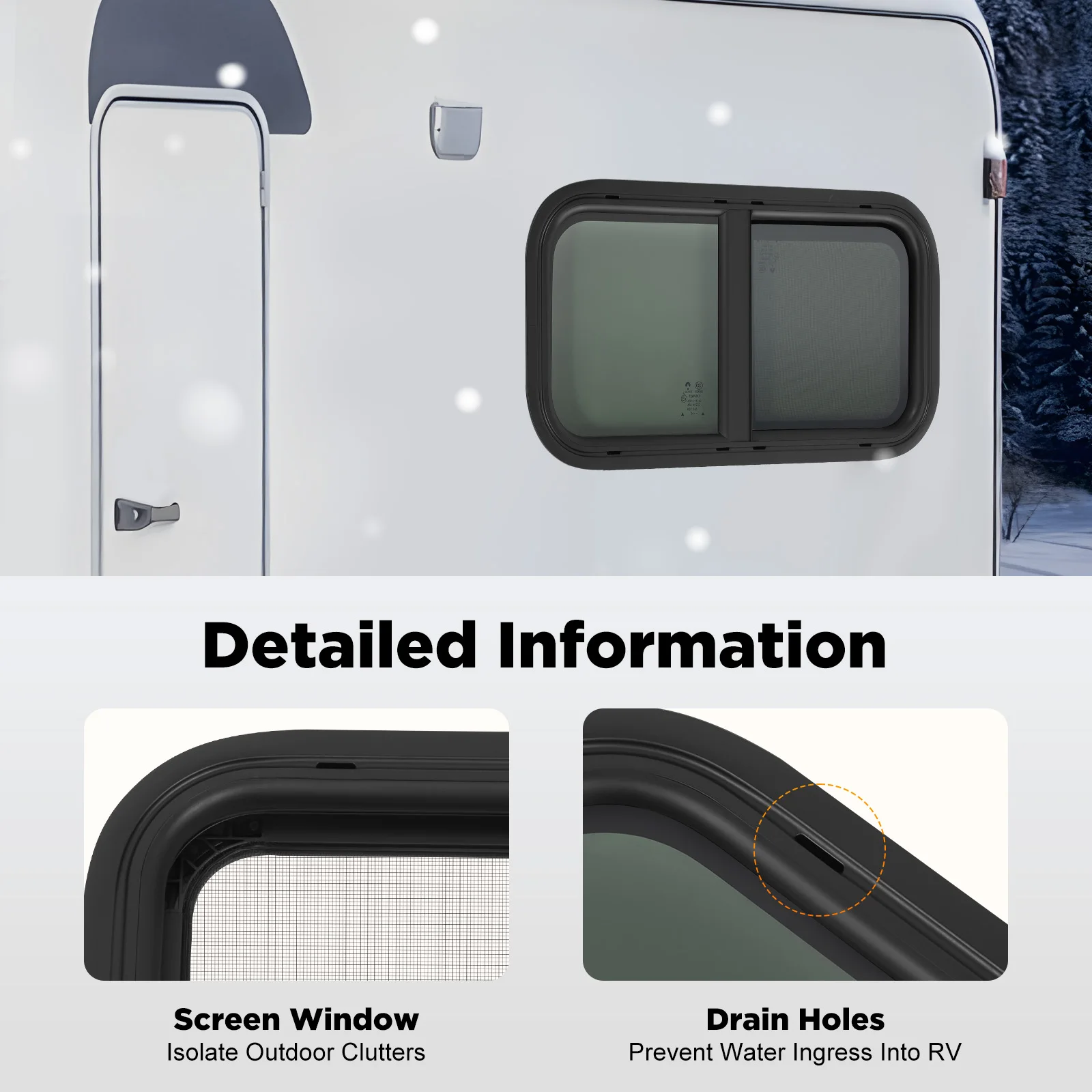 RV-Schiebefenster 23x11 Zoll, Lüftungsfenster für Wohnwagen, Wohnmobil, Boot, Marine-Zubehör, bündig montierbar – Detail 6