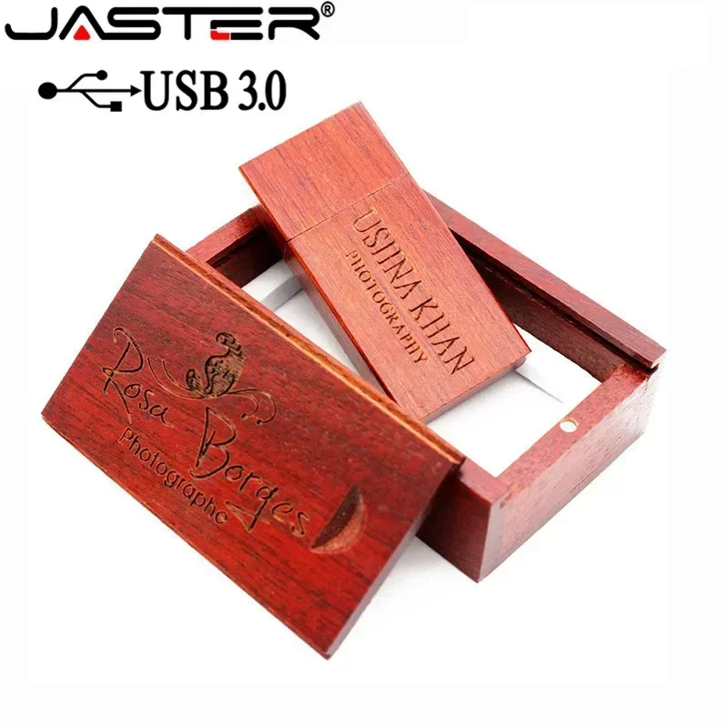 JASTER USB 3.0 Flash Drive, Wooden with Wood Box Custom Logo Memory Stick, 128GB 64GB 32GB, Wedding Photography Gift - Image 5