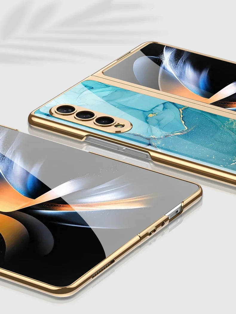 For Samsung Galaxy Z fold 3 case electroplated painted pattern tempered glass co