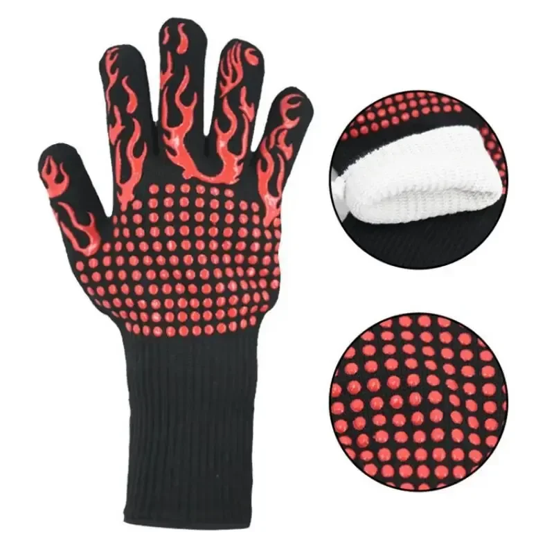 1pc Heat Resistant Oven Gloves-Cut Resistant, Non-Slip Silicone BBQ Gloves for Kitchen, Grill, Camping, and Cookware
