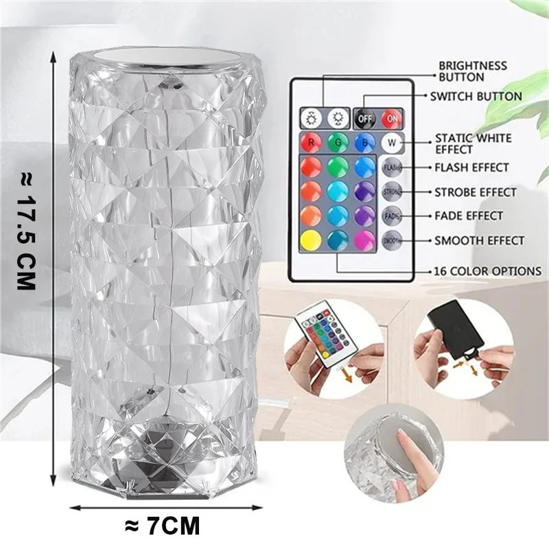 Crystal Rose Lamp with Remote Control - Perfect Aesthetic Gift for Any Occasion