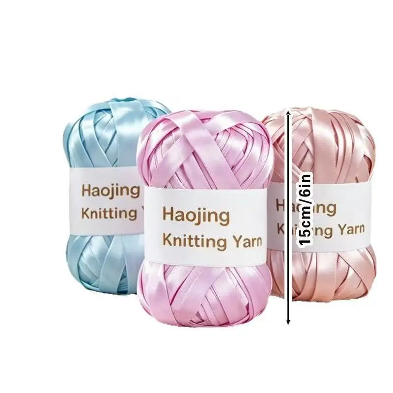 25mm 소프트 새틴 원사 손뜨개 가방, 모자, 컵받침, 작은 장식품 등 광택이 나는 느낌, 100g 두꺼운 실