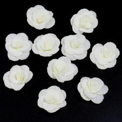 10 - Piece Set of 3cm Handmade Three - Dimensional Rose Flower Accessories (Beige)