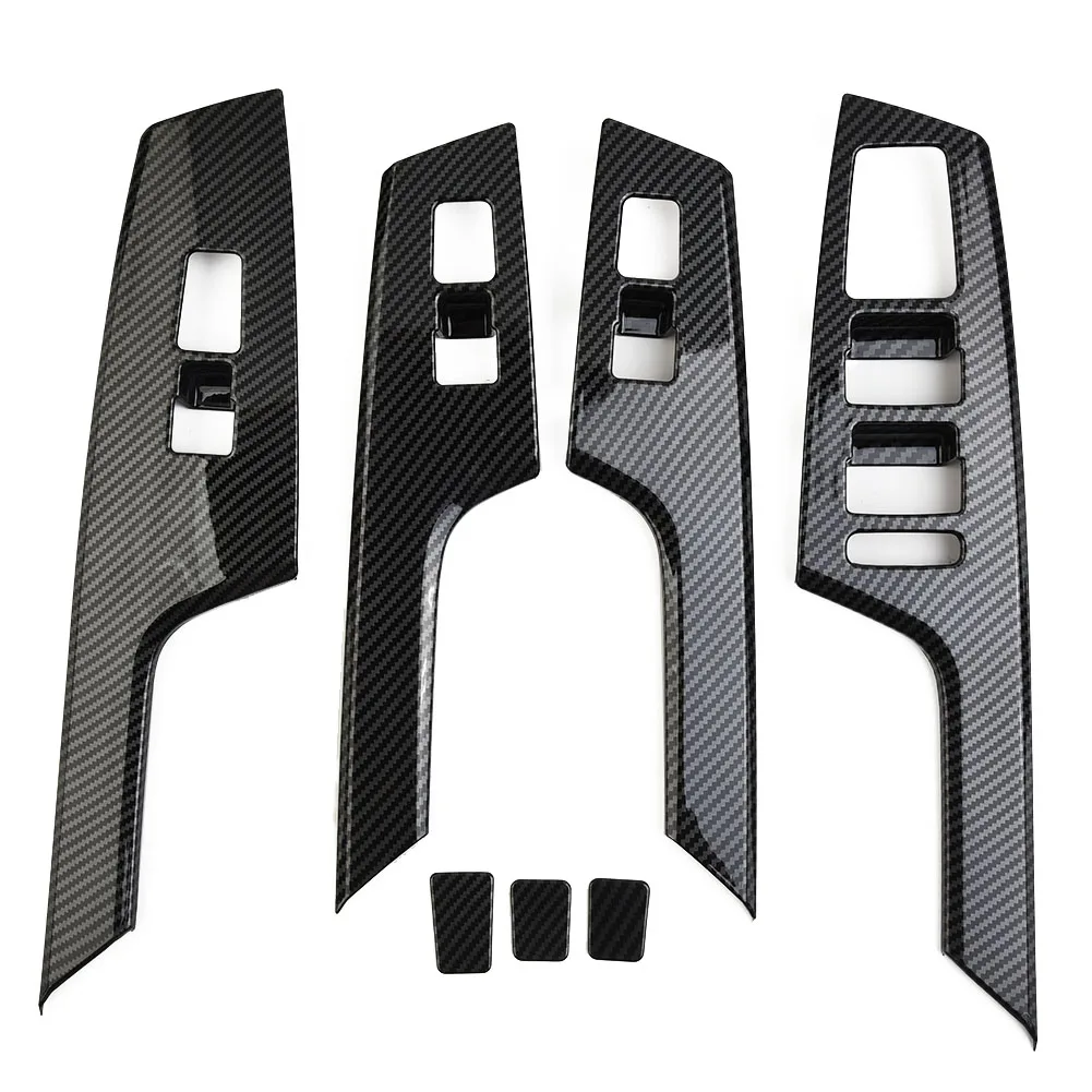 

7 Pcs Car Door Switch Panel Decorative Stickers Car Interior Door Handle Bowl Cover Trim Carbon Fiber Style Fit For Kia EV6