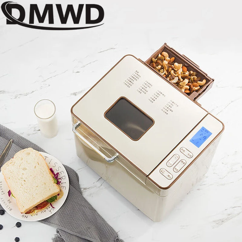 DMWD Automatic Multifunction Bread Maker Intelligent Breakfast Toast Baking Machine Cake Toaster Yogurt Fermenter Dough Mixer EU