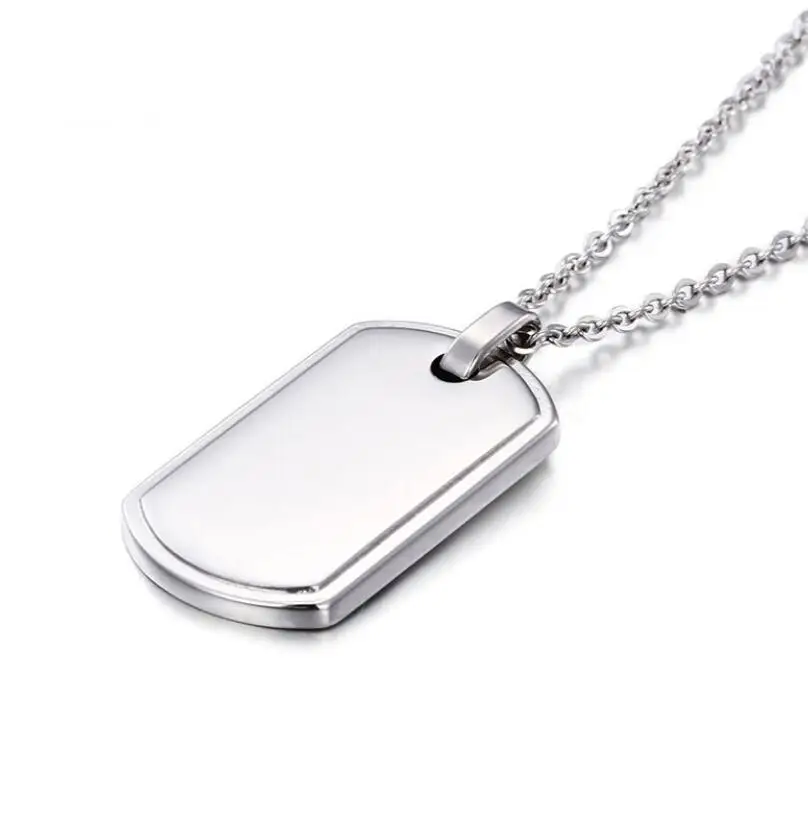 Silver Army Military Dog Tags Gun Pistol Weapon Pendant 24" 61cm Chain Necklace 