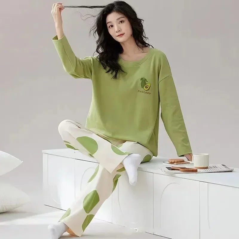 

Пижама с рукавом 2023, домашний комплект для сна 2, новый брендовый женский костюм с длинными брюками, весенний и милый костюм