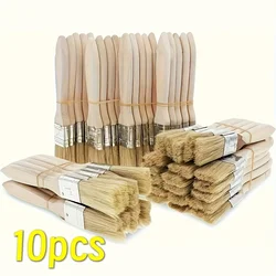 Premium Natural Bristle Art Brushes with Wooden Handles - Versatile for Art, Crafts, and Painting (10pcs  Light yellow)