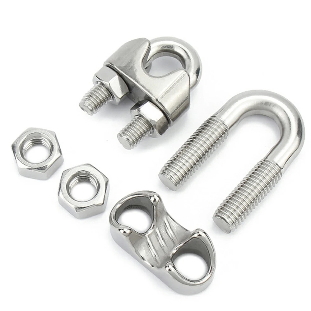 304 Stainless Steel For 3/16" Cable M5 Wire Rope Clamps 10pcs Thimbles 304 Stainless Steel - View #6