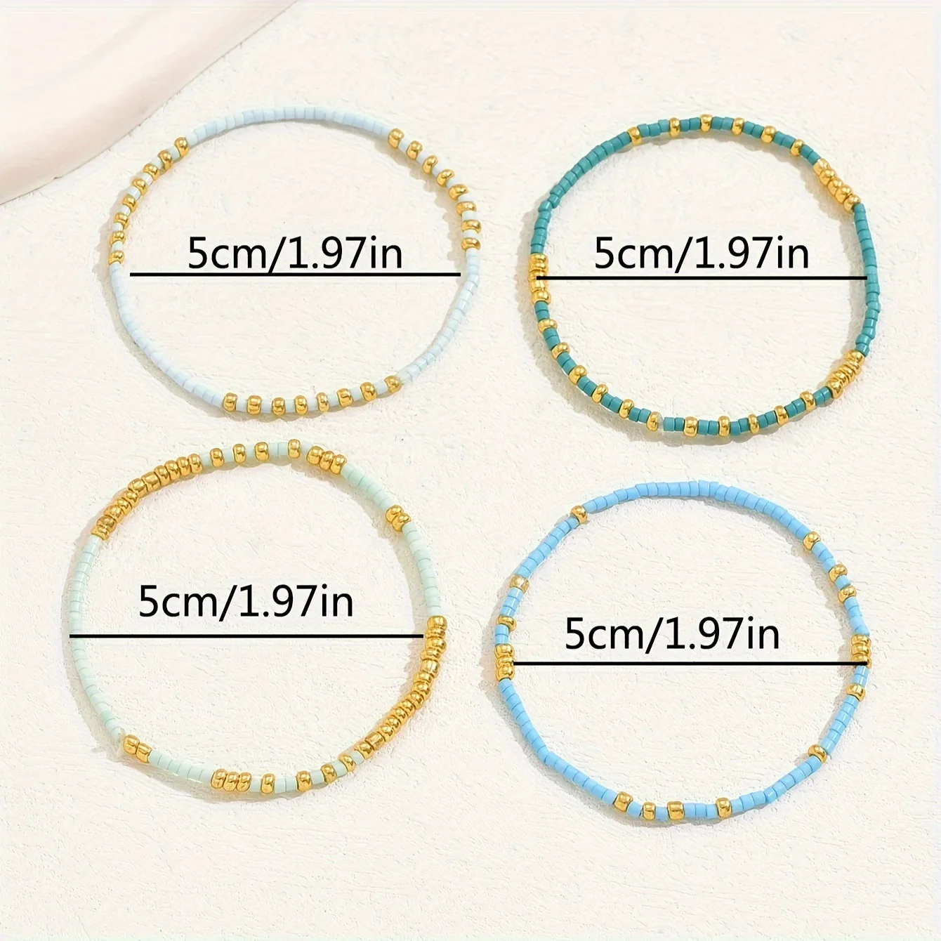 Glass Bracelet Set 4 PCS Fashion Bohemian Style Colorful Seedbeads Bracelet Trendy Beach Vacation Style Jewelry