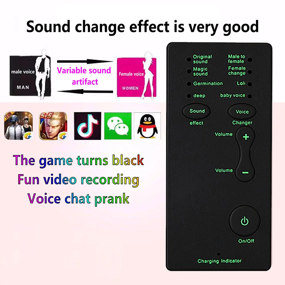 Microphone Voice Changer 7 Different Sound Changes Game Voice Microphone Adapter for PS4 Xbox PC Phone Tablet Laptop