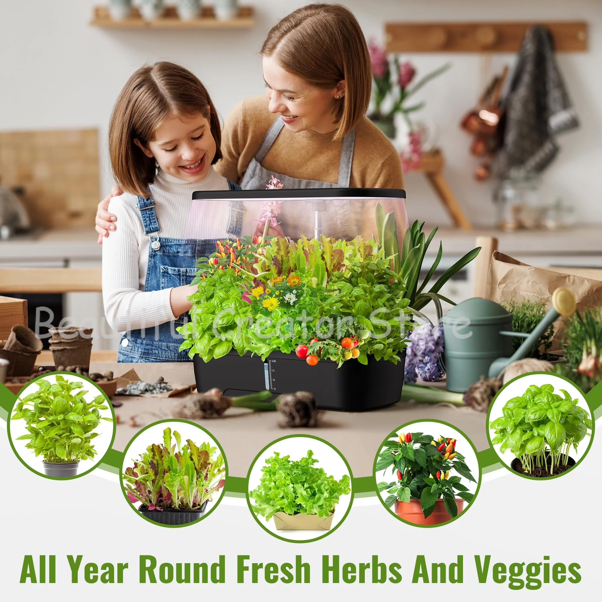 

12/10/6 Pods Smart Garden Hydroponics Growing System Full Spectrum LED Desk Grow Light Indoor Flowers Herb Garden Kit for Home