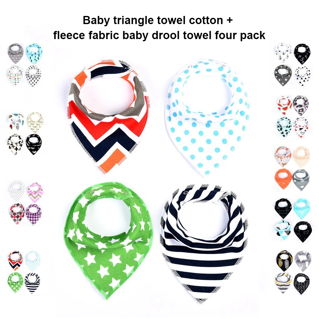 4Pcs Baby Bibs Colorful Print Cotton Soft Bandana Saliva Towel Newborn Triangle Scarf