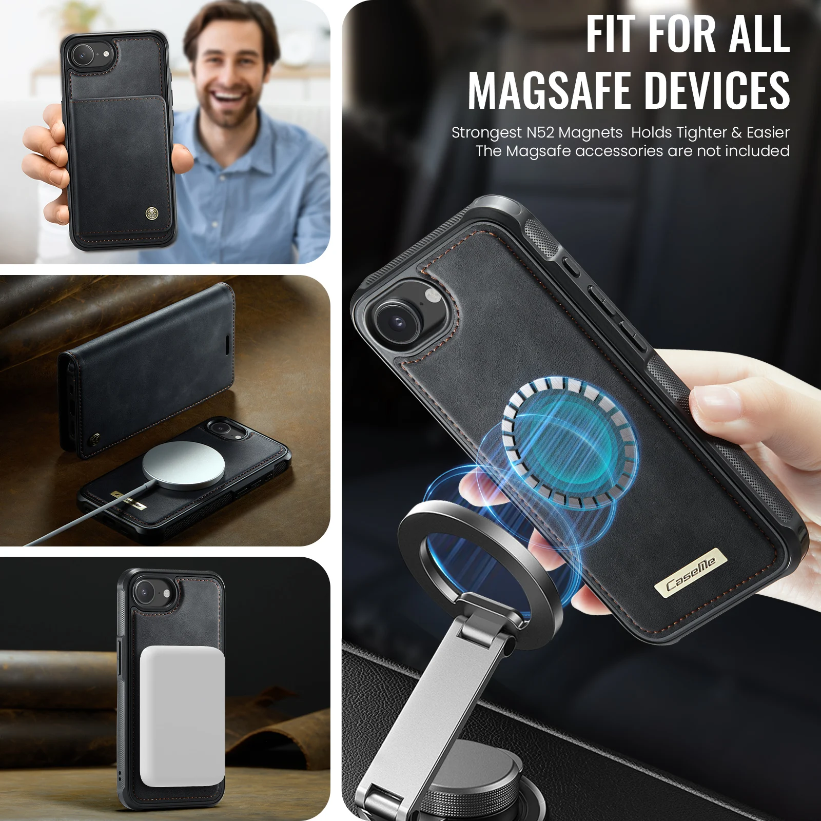 Premium Faux Leather Flip RFID Protective Phone Case with Magnetic Card Function