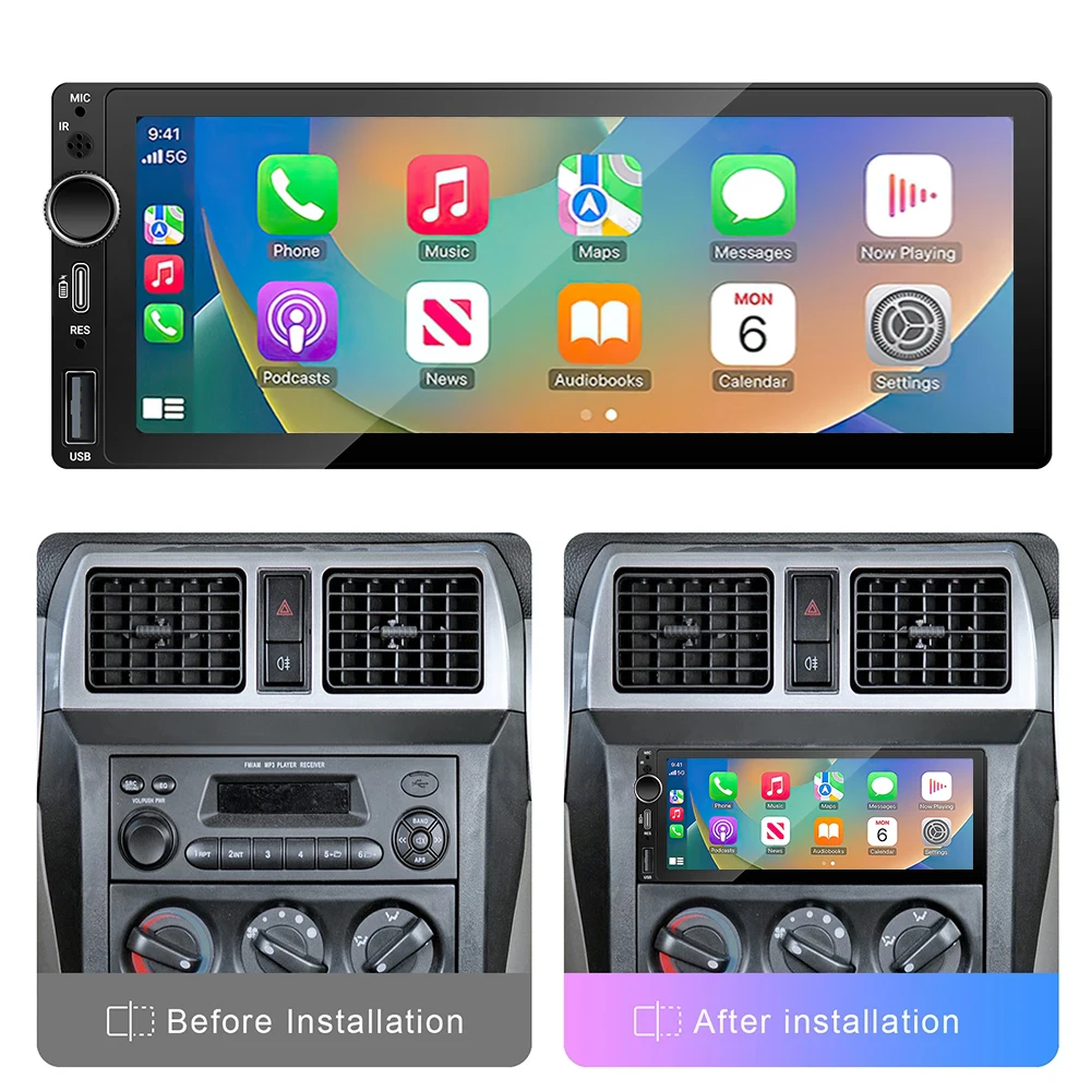 Autoradio Android Auto – 1Din 6.9 pouces CarPlay sans fil – Image 3