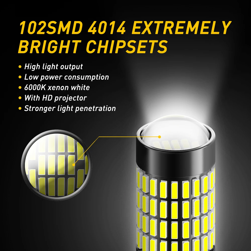 AUXITO 2Pcs 1156 P21W BA15S LED  6000K  ڵ ĸ   ְ    4014 SMD  Ʈ
