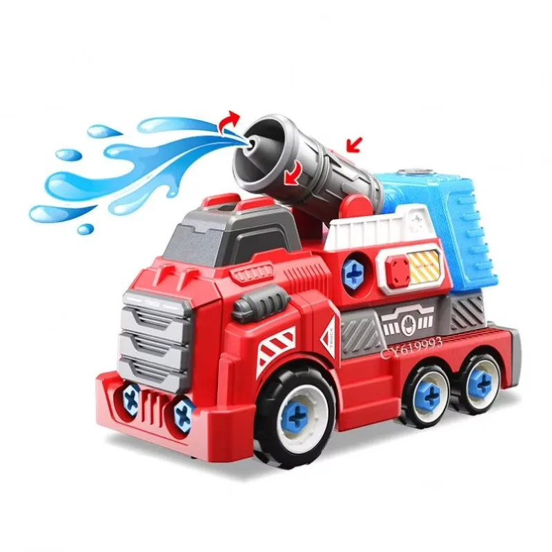 High Quality Take Apart Take Apart Cars Assembly Fire Trucks Toy Truck Construction Toy Vehicles With Tools and Electric Drill