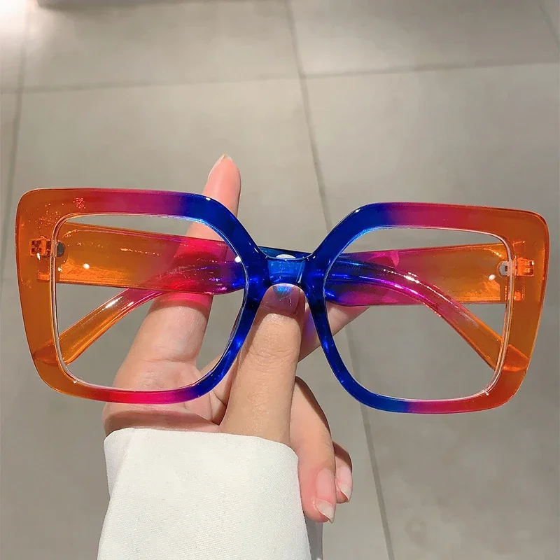 KAMMPT Modische quadratische Brille für Damen, stilvoll, übergroß, mehrfarbig, Brillengestelle, trendiges Markendesign, Brillen zur Dekoration – Detail 7