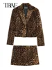 TRAF Fashion Long Sleeve Blazers Top Women 2 Pieces Leopard Printed Mini Skirt Sets Women's Suit Two Piece Set Women Outfit 1