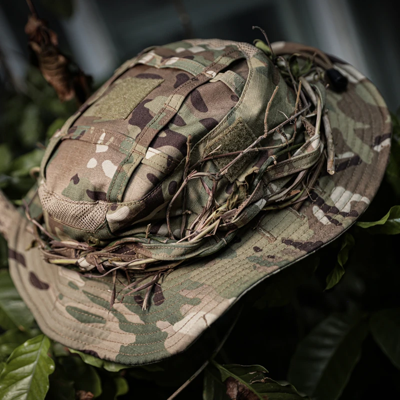 Casquette boonie tactique Branch Rock Lizard pour pêche jungle - Protection courte visière ajustable