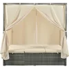 Outdoor Patio Wicker Sunbed Daybed with Canopy, Overhead Curtains, Cushions, Lounge Chairs with Adjustable Seats for Backyard 3