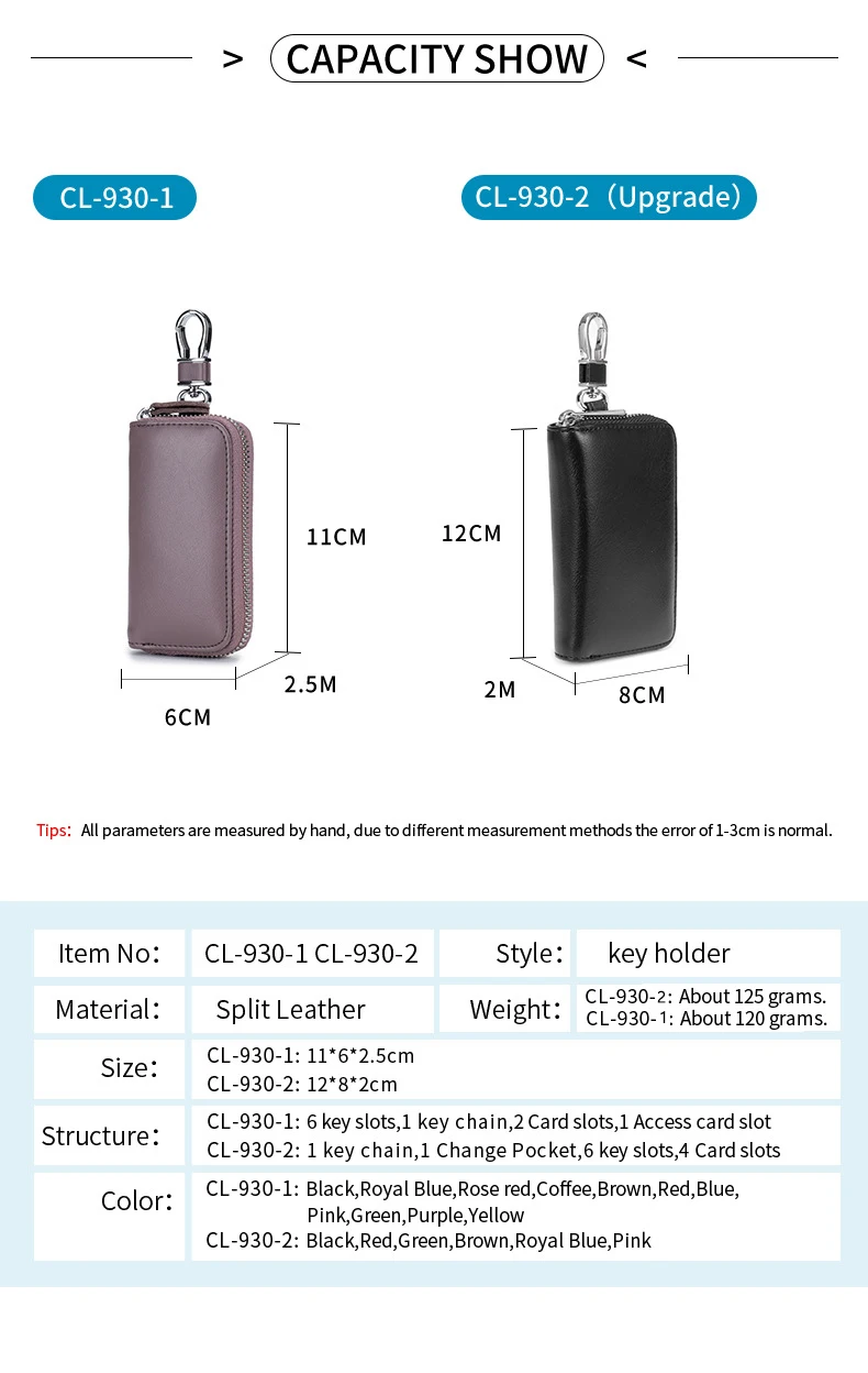 Genuine Leather Keychain Men Women Key Holder Organizer Pouch Cow Split Car Key Wallet Housekeeper Key Case Mini Card Bag